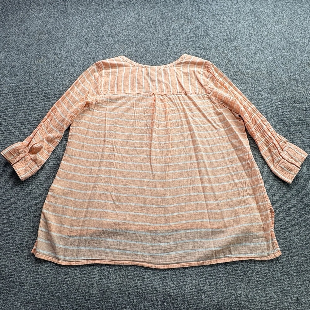 St. John's Bay Popover Tunic Women's XL Peach Stripe Cottagecore Sheer Coastal‎ - Picture 12 of 14